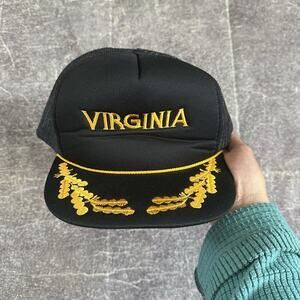 Men's Vintage 80's Virginia Scrambled Eggs Captain Trucker Rope Snapback Hat Cap